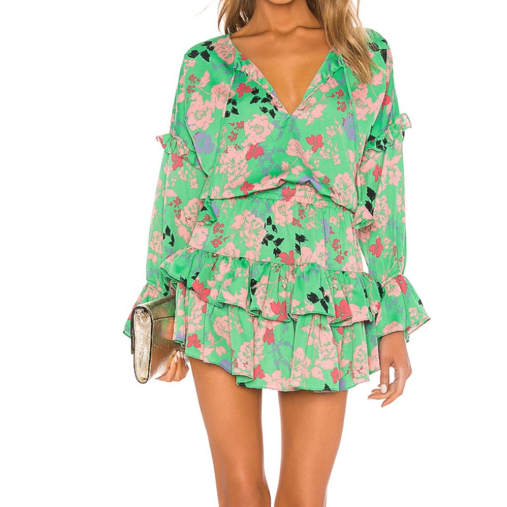 REVOLVE Green Floral Mini Dress